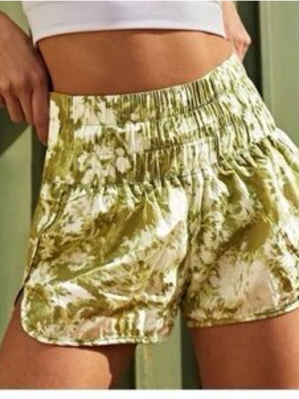 Free People Movement The Way Home High Rise Athletic Green Tie Dye Shorts